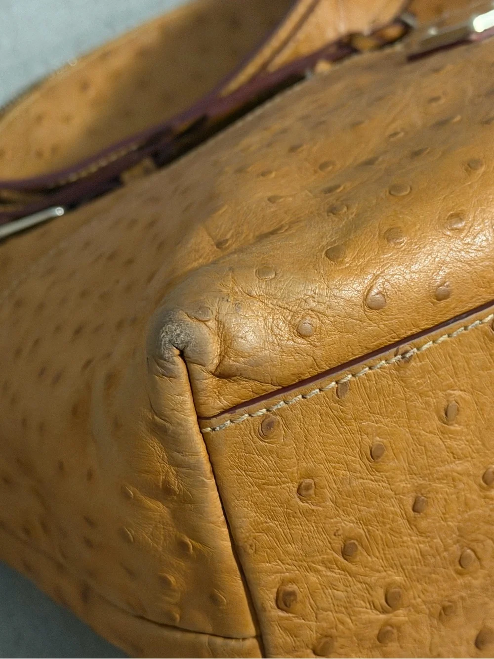 Dooney & Bourke Tan Ostrich-Embossed Leather Shoulder Bag